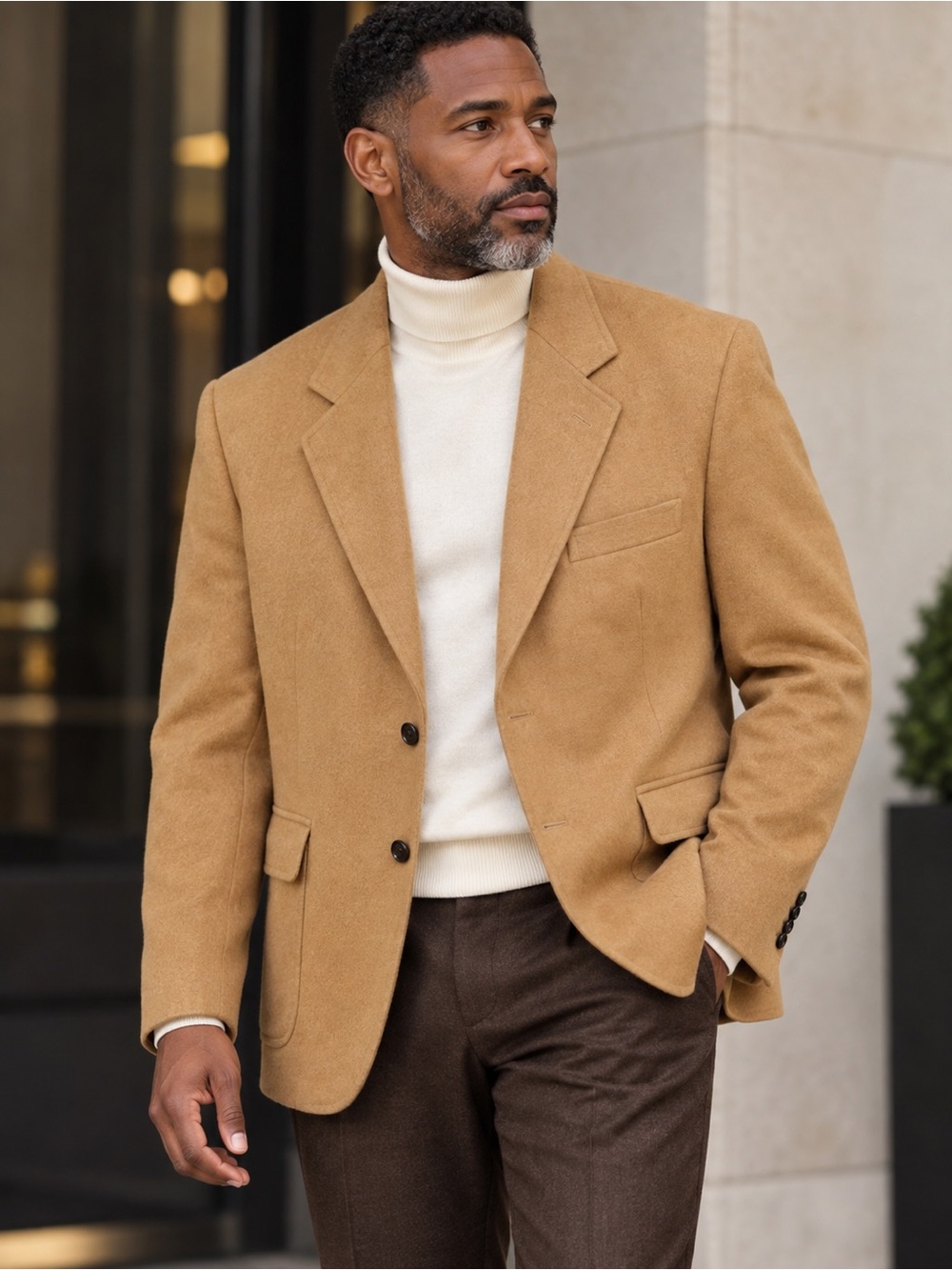 Vintage Camel Wool Mens Blazer Sports Coat Size 40R